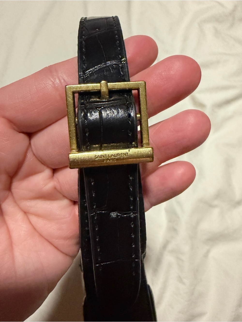 SL Black Croc-Embossed Shoulder Bag - Picture 3 of 4